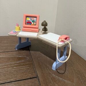 Fisher-Price Loving Family Dollhouse Office Computer Desk Vintage Rare 1997